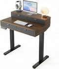 HUANUO 32 X 20 inch Electric Standing Desk with 4 Drawers, Adjustable Height Sit Stand Home Office Desk, C-Clamp Mount Compatible, Ergonomic Stand up Desk with 4 Preset Heights, Walnut - 40*24 Inch