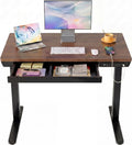 HUANUO 40 X 24 Inch Standing Desk with Drawers, Electric Adjustable Height Desk, Quick Install One - Piece Tabletop with USB Charging Ports, Sit to Stand Up Desk for Home Office, Black Walnut - 