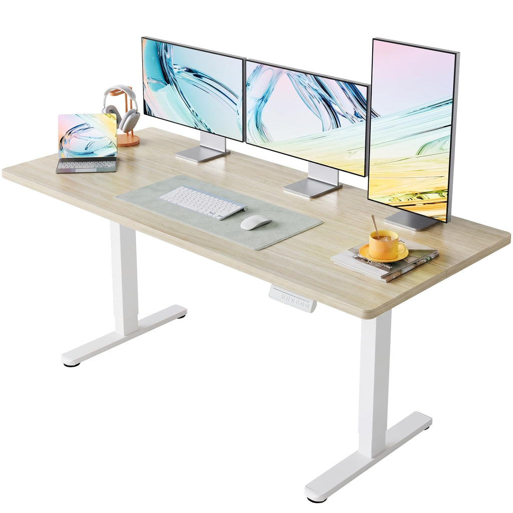 HUANUO 43 x 24 inch Electric Standing Desk Adjustable Height, 4 Memory Height Settings, Sit Stand Up Desk for Home Office & Computer Workstation, Rustic Brown -