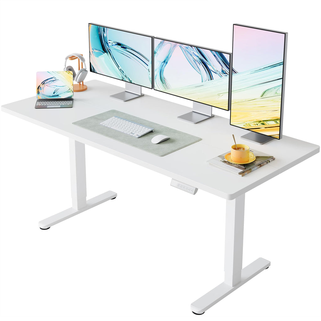 HUANUO 43 x 24 inch Electric Standing Desk Adjustable Height, 4 Memory Height Settings, Sit Stand Up Desk for Home Office & Computer Workstation, Rustic Brown -