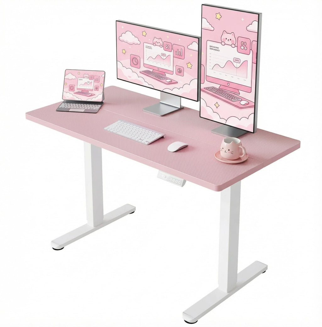 HUANUO 43 x 24 inch Electric Standing Desk Adjustable Height, 4 Memory Height Settings, Sit Stand Up Desk for Home Office & Computer Workstation, White - 