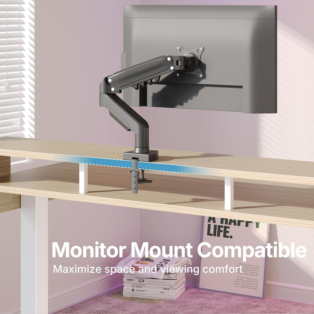 HUANUO 55″ x 26″ Electric Standing Desk with 2 Drawers &24.4″ Large Keyboard Tray, C-Clamp Mount Compatible, Adjustable Computer Desk for Office, Sit Stand Up Desk with 4 Height Presets, Light Walnut - 48*26 inch