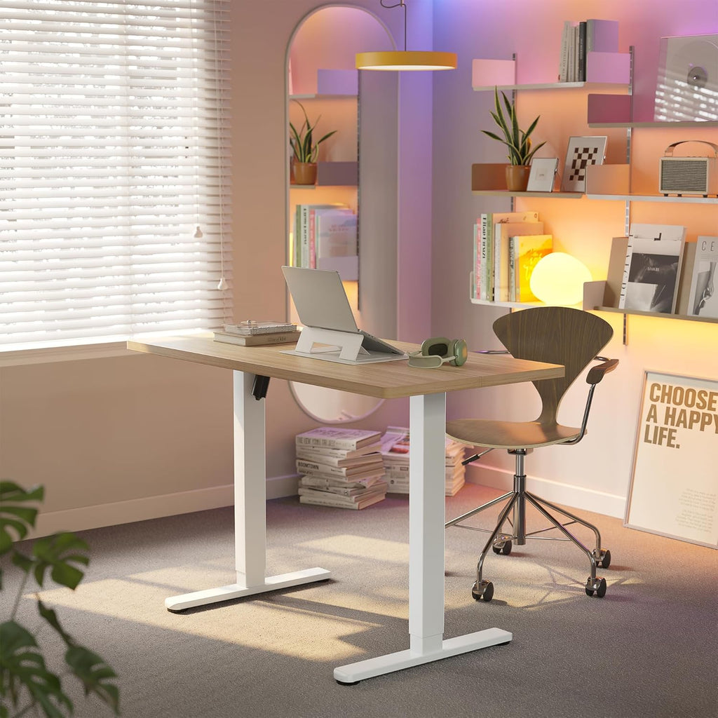 HUANUO 55 x 28 inch Electric Standing Desk Adjustable Height, 4 Memory Height Settings, Sit Stand Up Desk for Home Office & Computer Workstation, Light Walnut - 40" X 24"