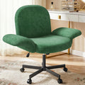 HUANUO Criss Cross Office Chair for Girls, Cross Legged Desk Chair with Adjustable Armrests, Soft Corduroy Fabric for Small Spaces, Home Office Computer Chair for Petite Women, Pink - Deep Green