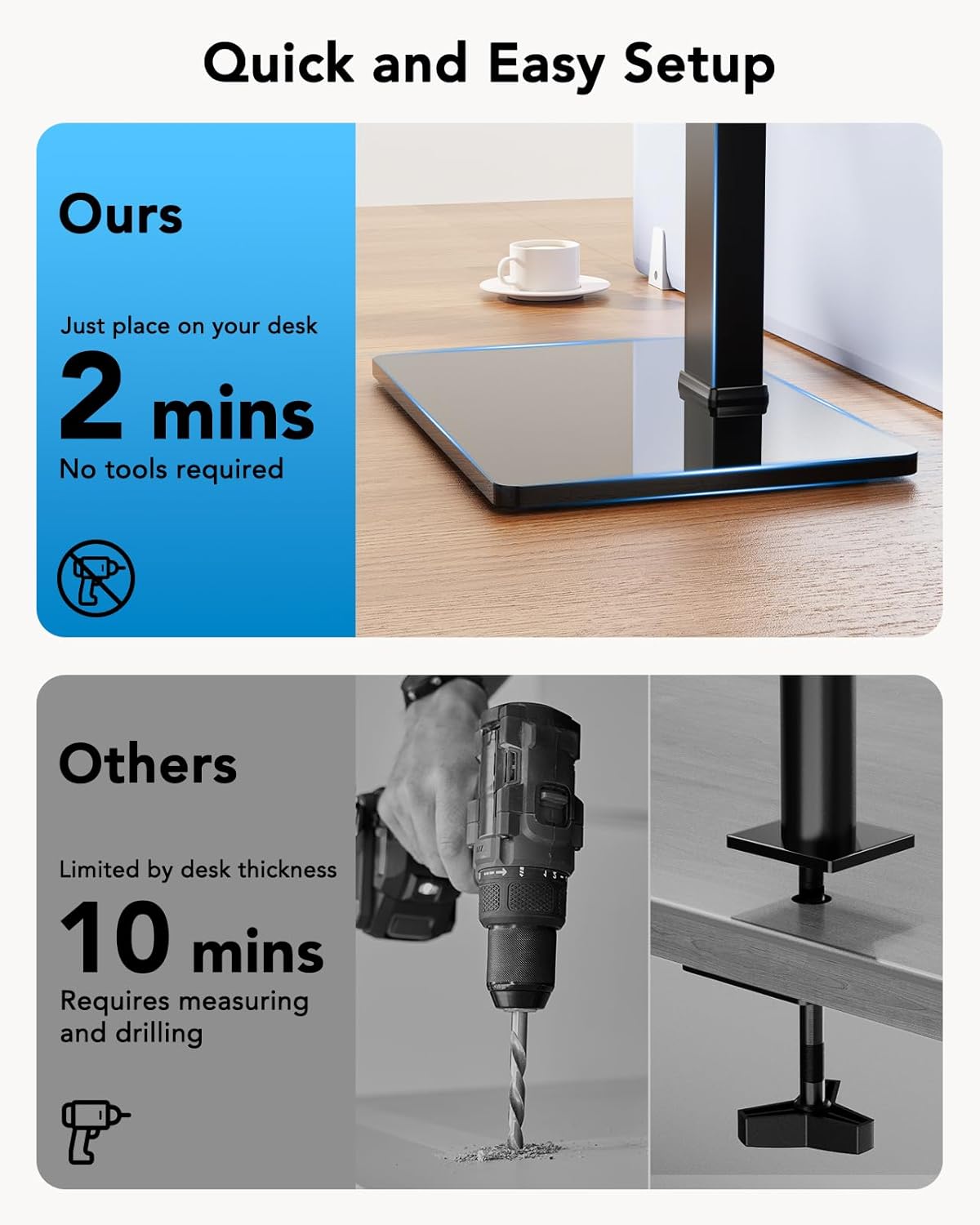 HUANUO Dual Monitor Mount with Power Outlet, Computer Monitor Stand with Sturdy Glass Base, Full Motion Dual Monitor Stand with Adjustable Height, Supports 13″-32″ Displays up to 22 lbs, Easy Setup -