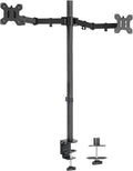 HUANUO Dual Monitor Stand for 13-32 Inch Screens, Tall Pole Desk Mount,Larger Base, Ideal for Sit-Stand Workstations, 22 lbs per Arm, VESA 75x75/100x100mm, Tilt Swivel Rotation, Cable Management -