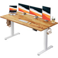 HUANUO Electric Small Standing Desk, 35" x 24" Whole Piece Desktop, Adjustable Height Computer Desk, 4 Height Memory Settings, Sit Stand Up Desk for Home Office, White - Light Vintage