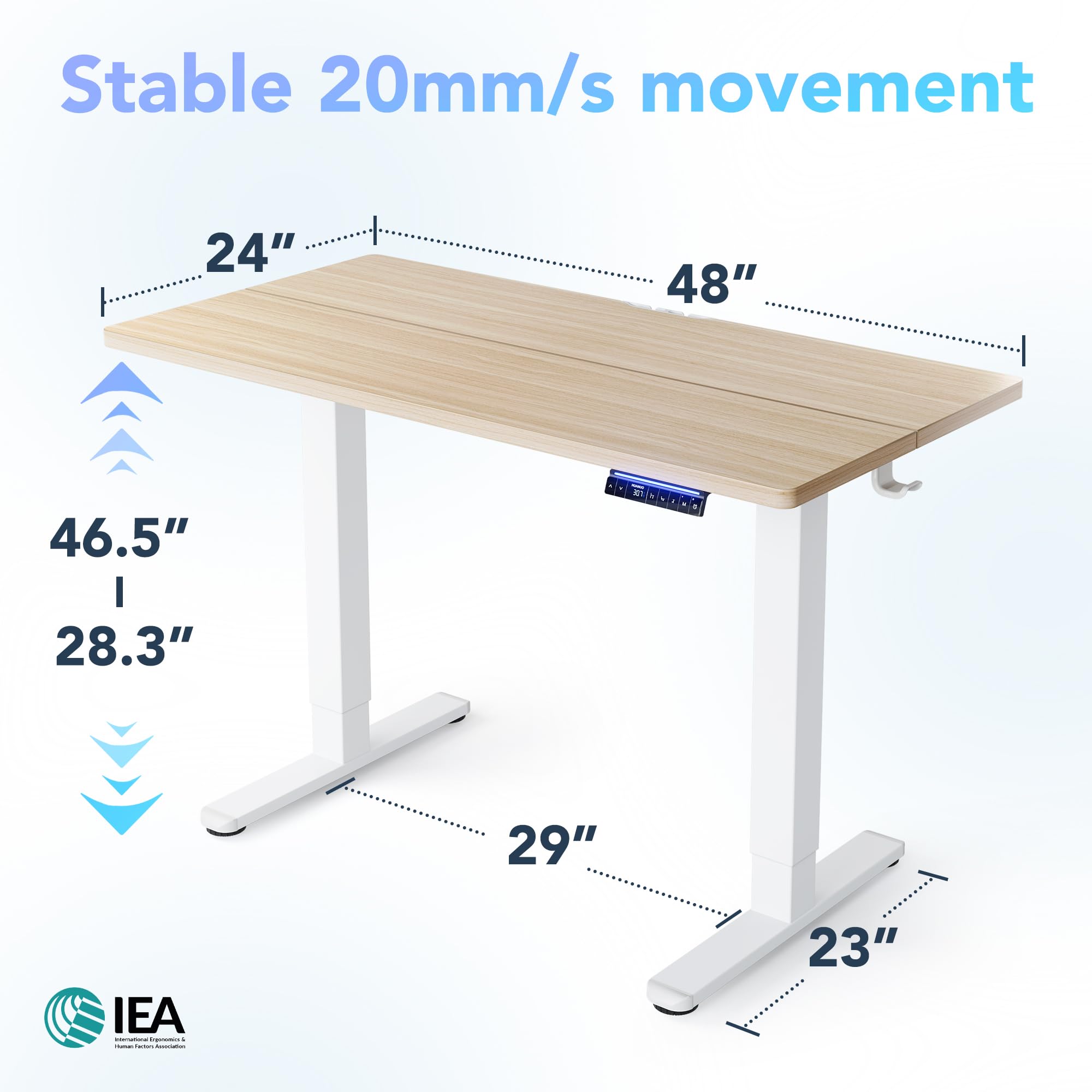 HUANUO Electric Standing Desk, 40 x 24 Inch Height Adjustable Computer Desk with Storage Bag, 4 Height Memory Settings, Sit Stand Up Desk for Home Office, Black - 40" x 24"