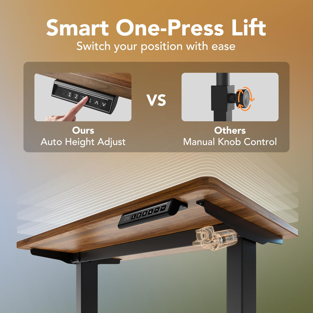 HUANUO Electric Standing Desk, 40 x 24 Inch Height Adjustable Computer Desk with Storage Bag, 4 Height Memory Settings, Sit Stand Up Desk for Home Office, Black - 40" x 24"