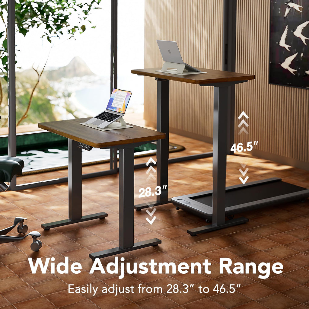 HUANUO Electric Standing Desk, 40 x 24 Inch Height Adjustable Computer Desk with Storage Bag, 4 Height Memory Settings, Sit Stand Up Desk for Home Office, Black - 40" x 24"