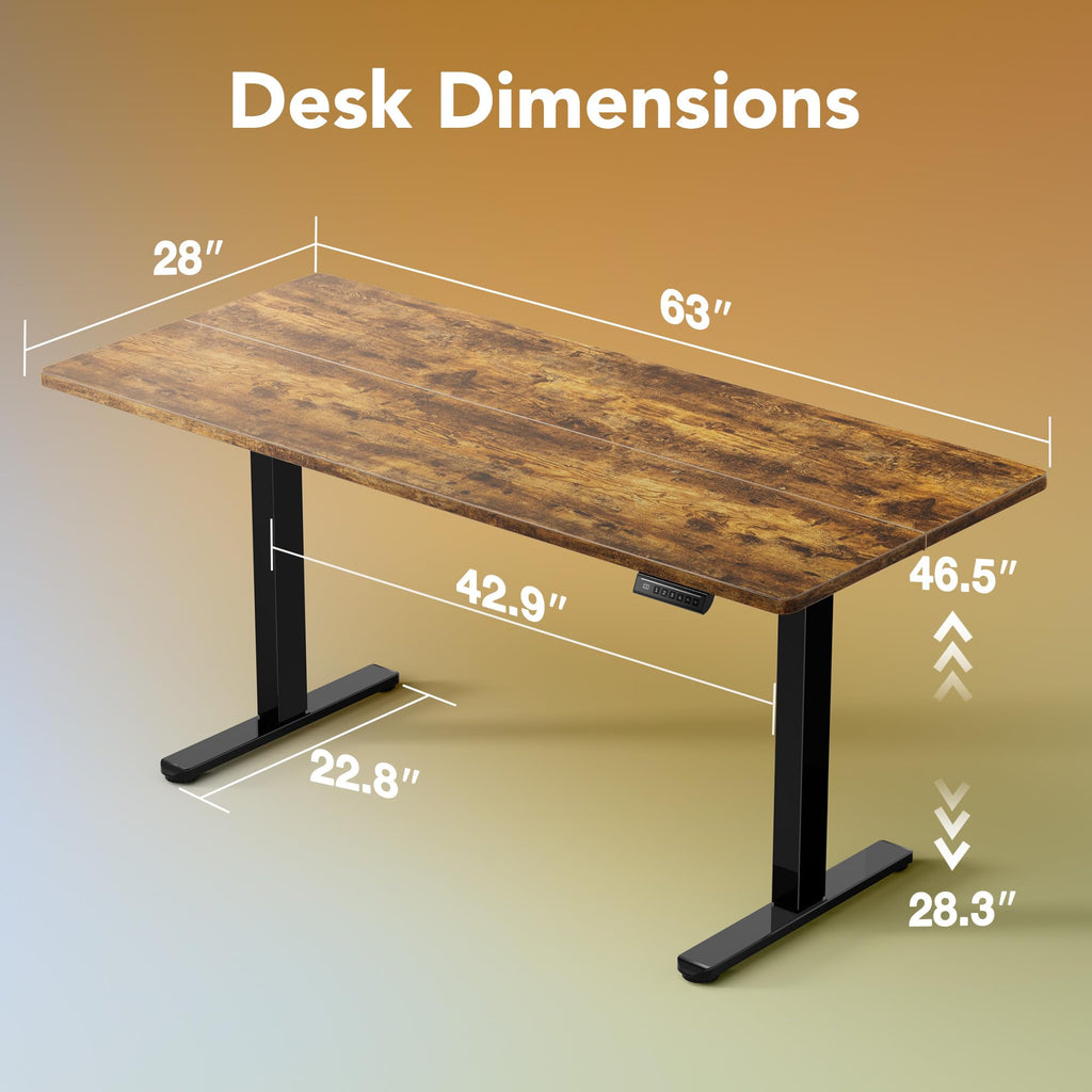 HUANUO Electric Standing Desk, 40 x 24 Inch Height Adjustable Computer Desk with Storage Bag, 4 Height Memory Settings, Sit Stand Up Desk for Home Office, Black - 40" x 24"