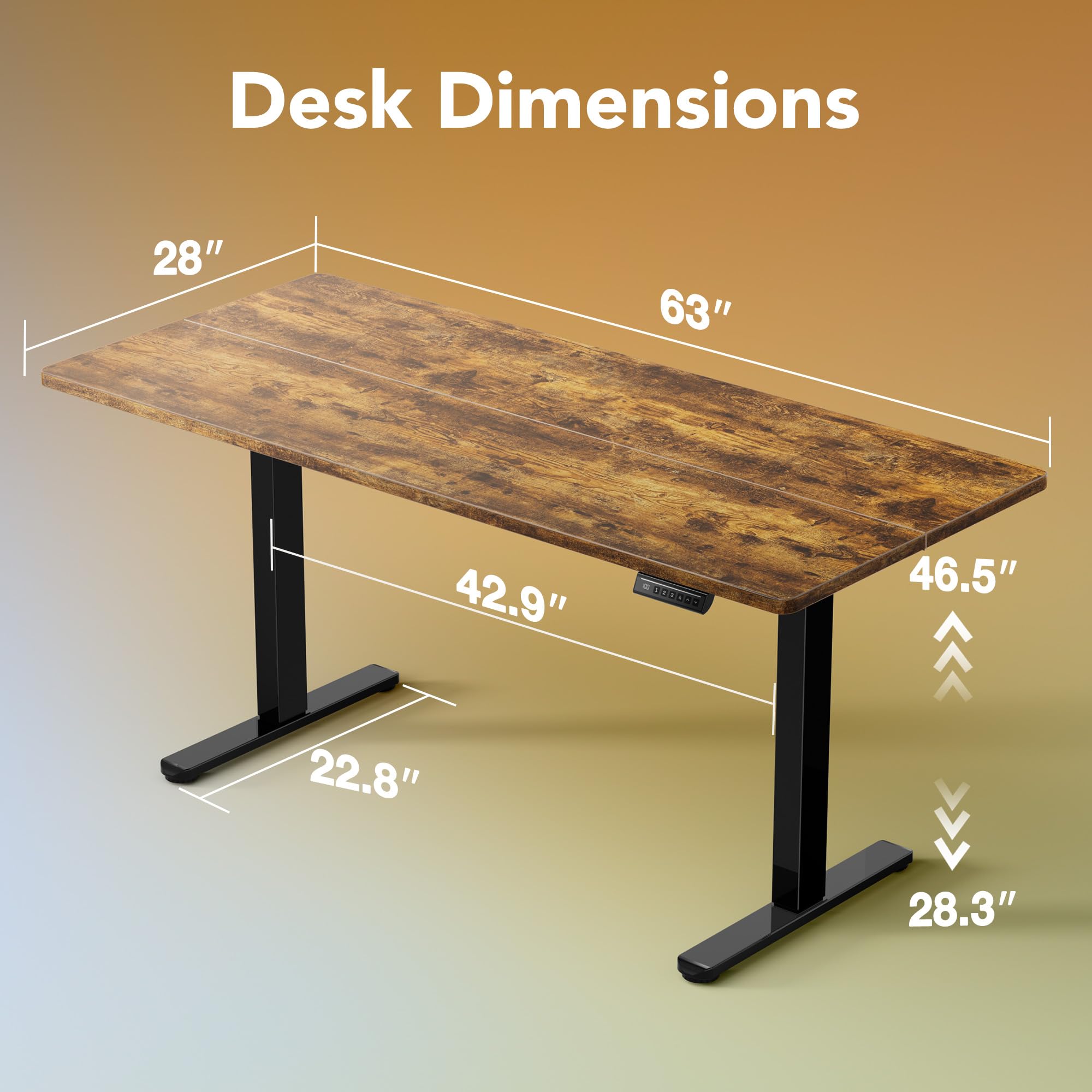 HUANUO Electric Standing Desk, 40 x 24 Inch Height Adjustable Computer Desk with Storage Bag, 4 Height Memory Settings, Sit Stand Up Desk for Home Office, Black - 40" x 24"