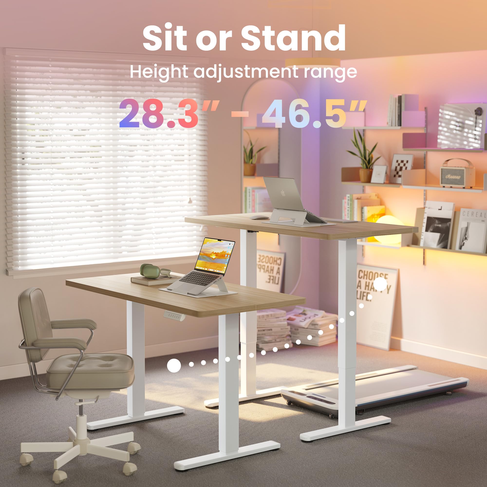 HUANUO Electric Standing Desk, 40 x 24 Inch Height Adjustable Computer Desk with Storage Bag, 4 Height Memory Settings, Sit Stand Up Desk for Home Office, Black - 40" x 24"