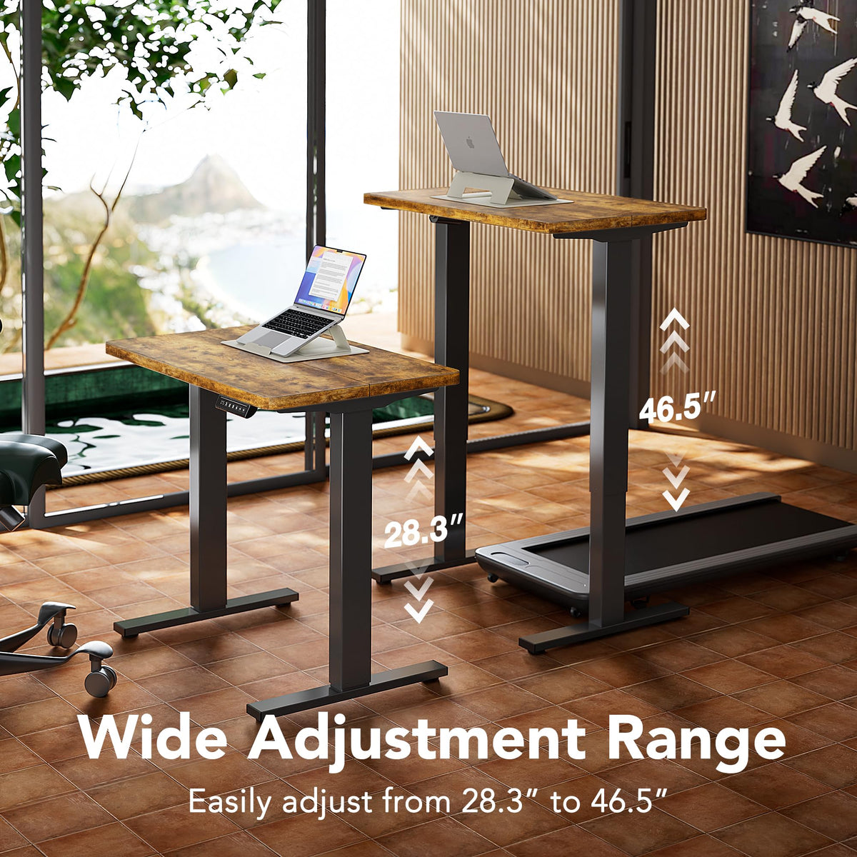 HUANUO Electric Standing Desk, 40 x 24 Inch Height Adjustable Computer Desk with Storage Bag, 4 Height Memory Settings, Sit Stand Up Desk for Home Office, Black - 40" x 24"