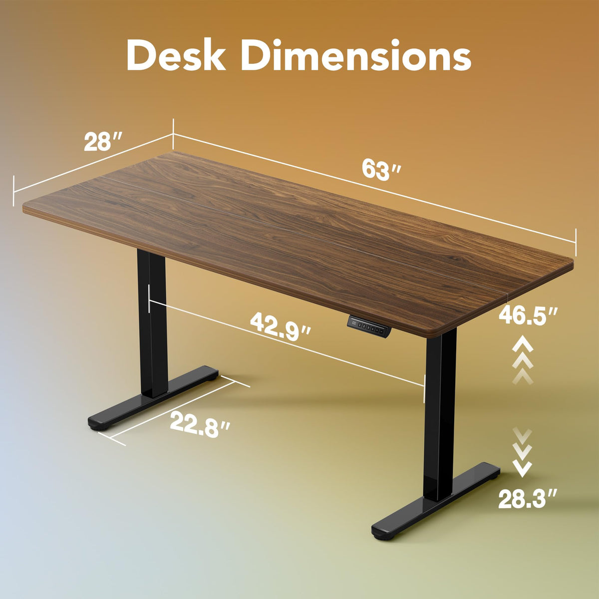 HUANUO Electric Standing Desk, 40 x 24 Inch Height Adjustable Computer Desk with Storage Bag, 4 Height Memory Settings, Sit Stand Up Desk for Home Office, Black - 40" x 24"