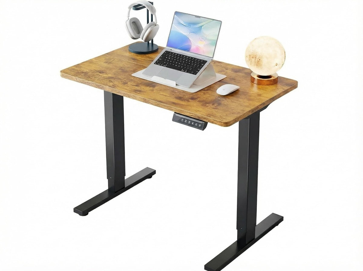 HUANUO Electric Standing Desk, 40 x 24 Inch Height Adjustable Computer Desk with Storage Bag, 4 Height Memory Settings, Sit Stand Up Desk for Home Office, Black - 40" x 24"
