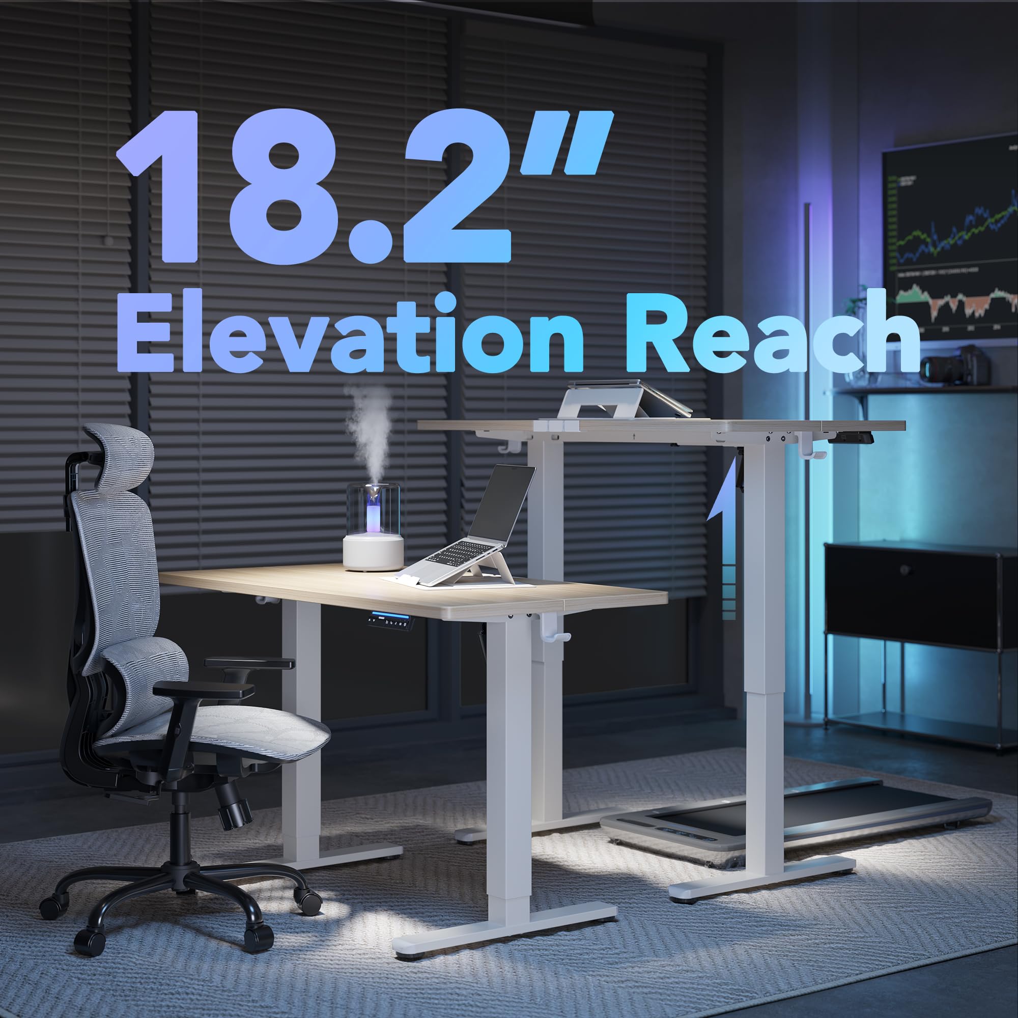 HUANUO Electric Standing Desk, 40 x 24 Inch Height Adjustable Computer Desk with Storage Bag, 4 Height Memory Settings, Sit Stand Up Desk for Home Office, Black - 40" x 24"
