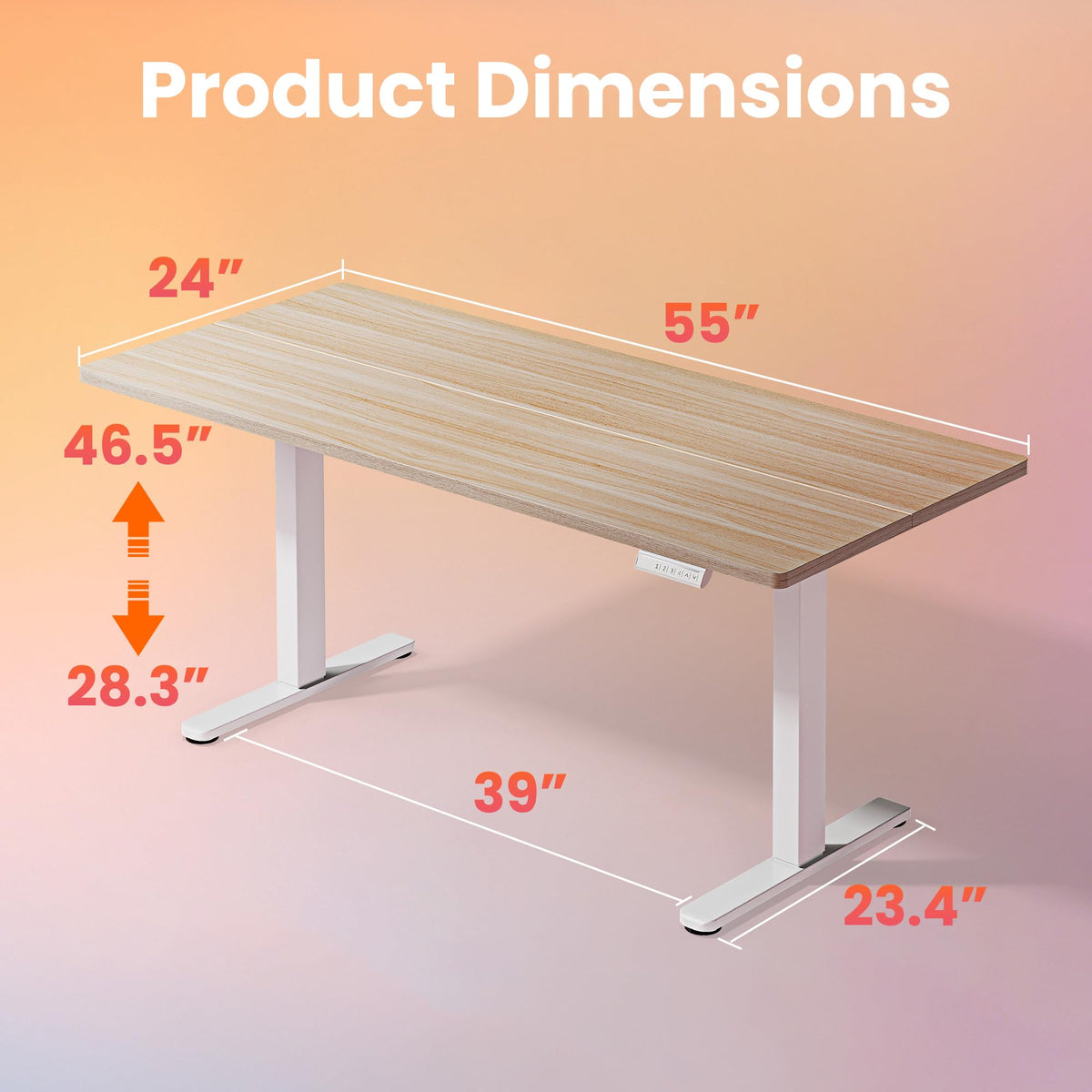 HUANUO Electric Standing Desk, 40 x 24 Inch Height Adjustable Computer Desk with Storage Bag, 4 Height Memory Settings, Sit Stand Up Desk for Home Office, Black - 40" x 24"