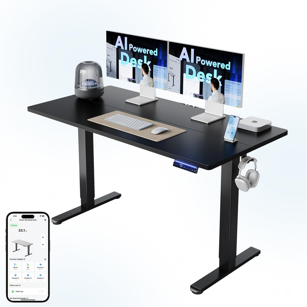 HUANUO Electric Standing Desk, 40 x 24 Inch Height Adjustable Computer Desk with Storage Bag, 4 Height Memory Settings, Sit Stand Up Desk for Home Office, Black - 40" x 24"