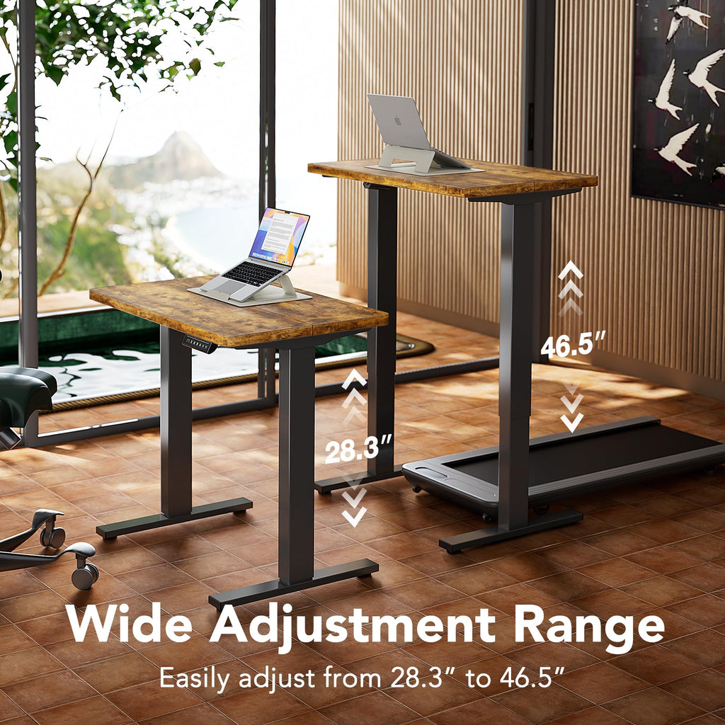 HUANUO Electric Standing Desk, 40 x 24 Inch Height Adjustable Computer Desk with Storage Bag, 4 Height Memory Settings, Sit Stand Up Desk for Home Office, Black - 40" x 24"