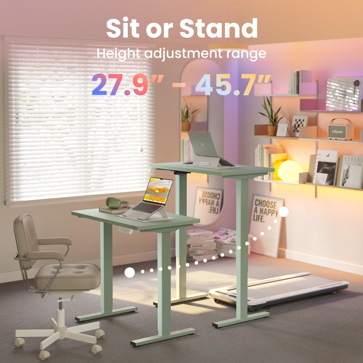 HUANUO Electric Standing Desk, 40 x 24 Inch Height Adjustable Computer Desk with Storage Bag, 4 Height Memory Settings, Sit Stand Up Desk for Home Office, Black - 40" x 24"