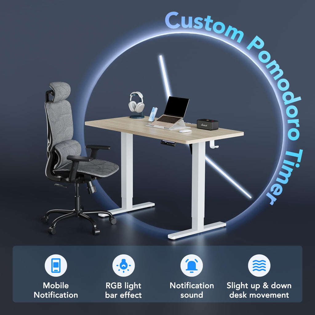 HUANUO Electric Standing Desk, 40 x 24 Inch Height Adjustable Computer Desk with Storage Bag, 4 Height Memory Settings, Sit Stand Up Desk for Home Office, Black - 40" x 24"