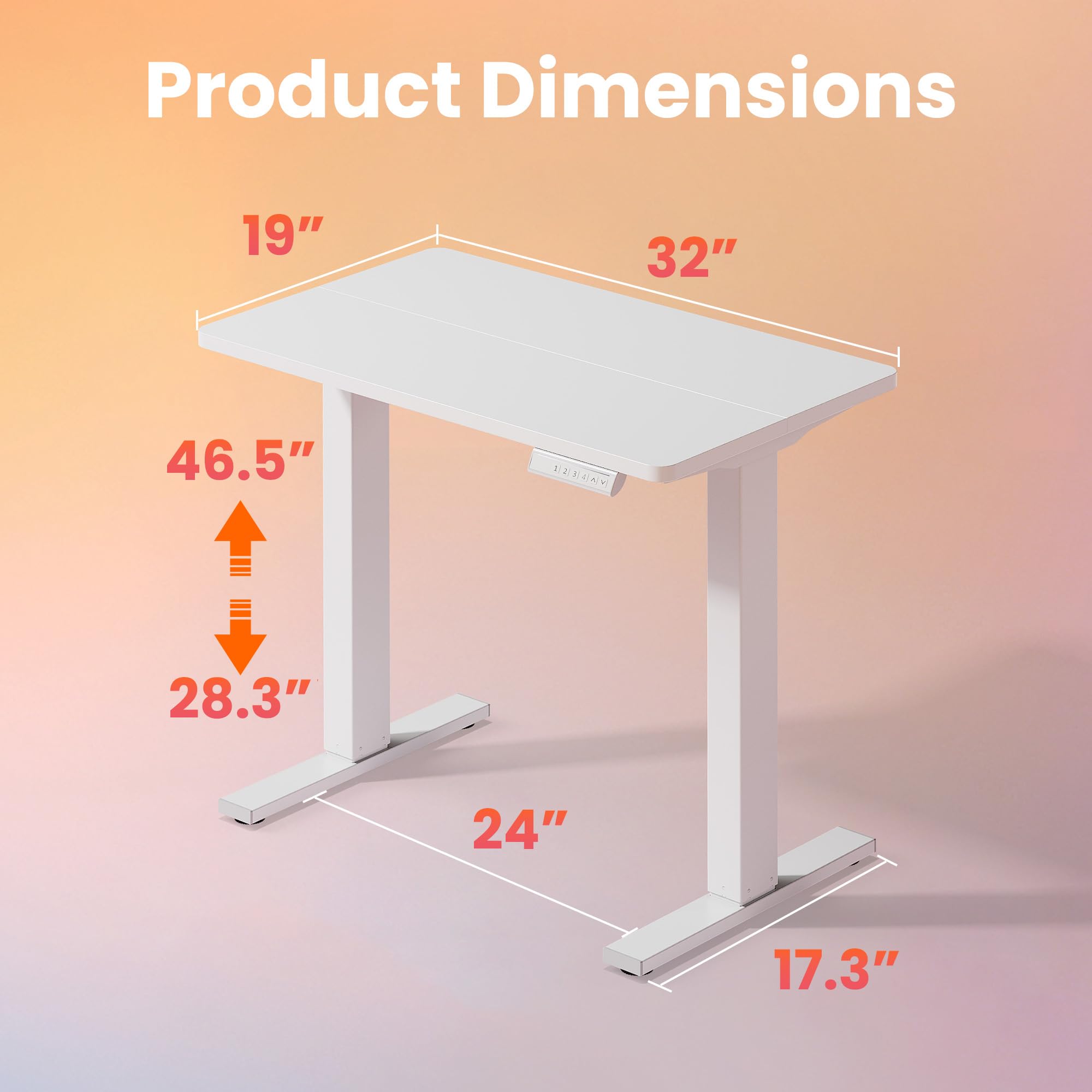HUANUO Electric Standing Desk, 40 x 24 Inch Height Adjustable Computer Desk with Storage Bag, 4 Height Memory Settings, Sit Stand Up Desk for Home Office, Black - 40" x 24"
