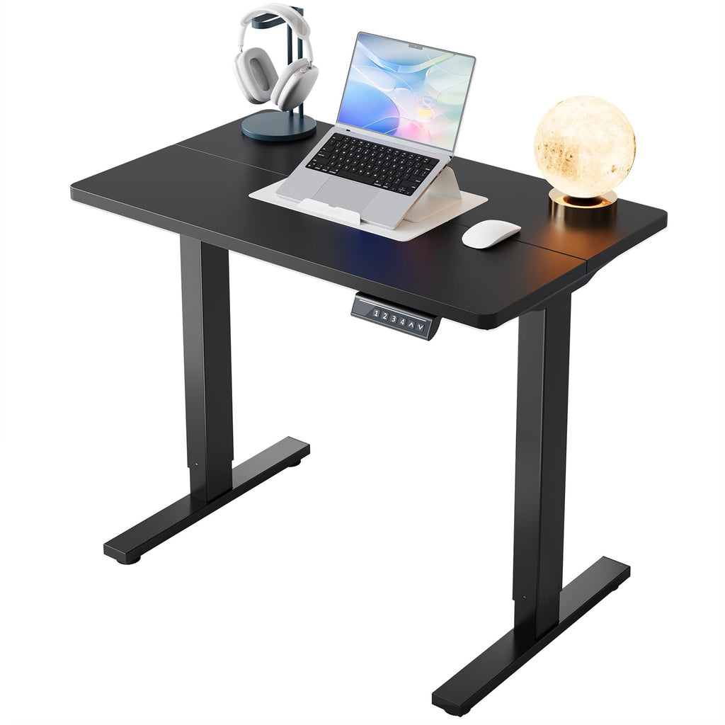 HUANUO Electric Standing Desk, 40 x 24 Inch Height Adjustable Computer Desk with Storage Bag, 4 Height Memory Settings, Sit Stand Up Desk for Home Office, Rustic Brown - 