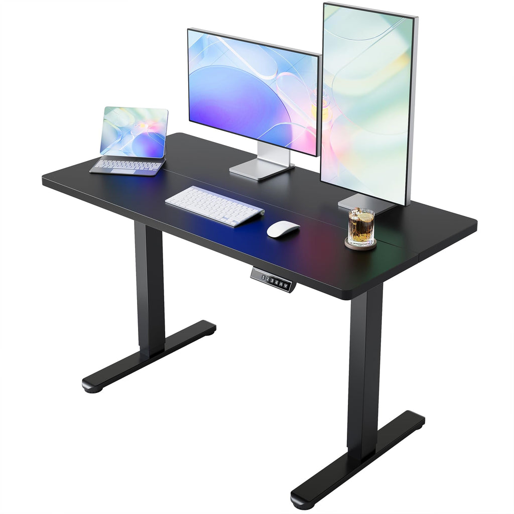 HUANUO Electric Standing Desk Adjustable Height, 4 Memory Height Settings, Sit Stand Up Desk for Home Office & Computer Workstation, White -