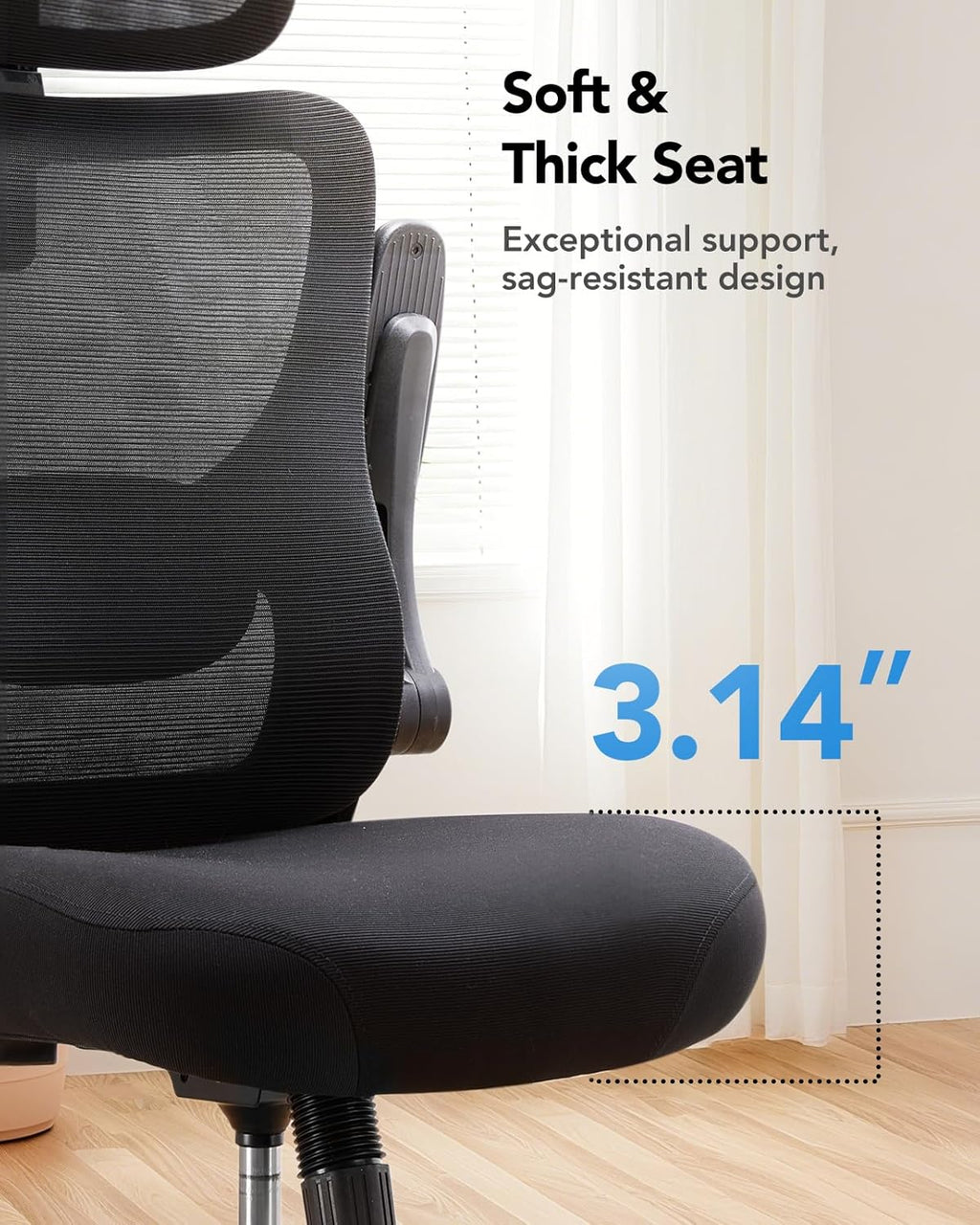 HUANUO Ergonomischer Bürostuhl, Ergonomisch Schreibtischstuhl mit Verstellbarer Lendenwirbel - und Kopfstütze, komfortabler Gaming Stuhl mit 3D - Armlehnen, Homeoffice - Büro Stuhl, maximale Last 136kg - 
