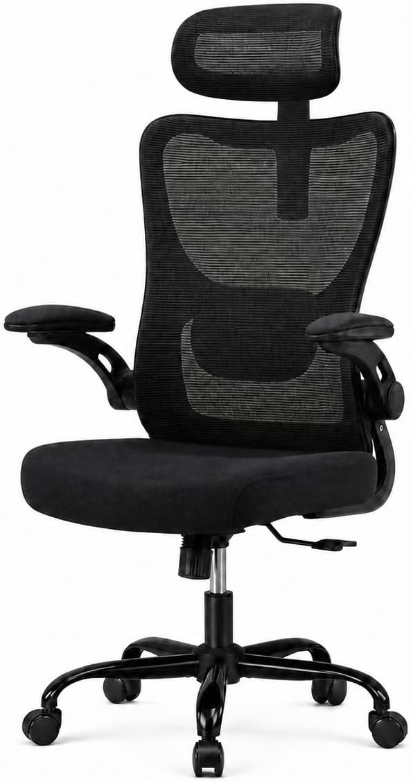 HUANUO Ergonomischer Bürostuhl, Ergonomisch Schreibtischstuhl mit Verstellbarer Lendenwirbel - und Kopfstütze, komfortabler Gaming Stuhl mit 3D - Armlehnen, Homeoffice - Büro Stuhl, maximale Last 136kg - 