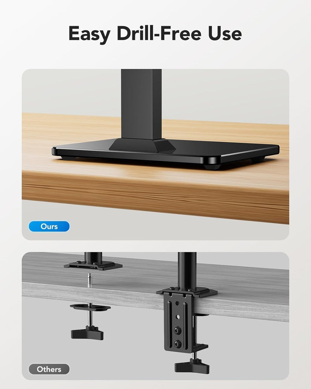 HUANUO Monitor Stand, Freestanding VESA Monitor Mount for 13″–34″ Screens up to 44 lbs, 5 Height Options, Swivel Desk Monitor Stand Riser with 360° Rotation, Tilt, 75x75mm/100x100mm VESA, HNTVS29 - 