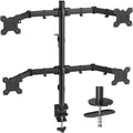 HUANUO Quad Computer Monitor Mount - Heavy Duty LCD Computer 4 Monitor Stand with Full Articulation, Fits Four Screens up to 27 Inches - Each Arm Holds up to 17.6lbs, VESA 75x75-100x100mm -