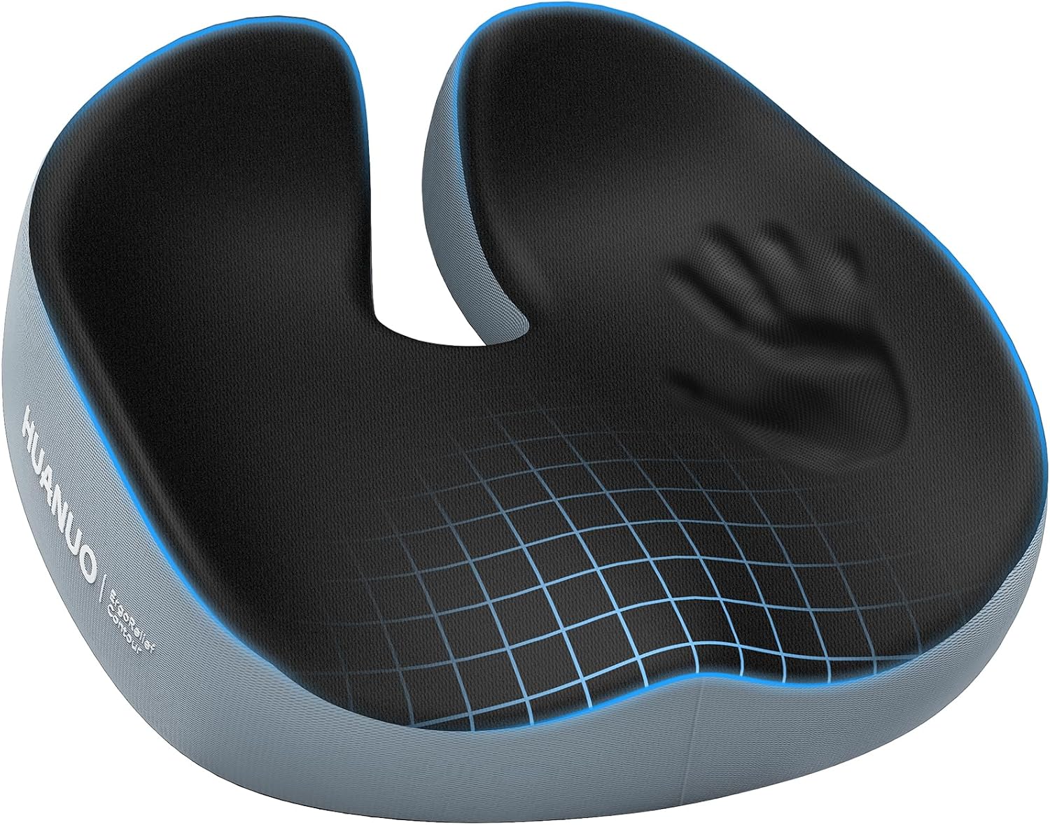 HUANUO Seat Cushion for Office Chair, Extra Large Memory Foam Cushion for Office Chair,Car & Wheelchair - Sciatica & Tailbone Pain Relief for Long Sitting, Ergonomic Design with Anti-Slip Bottom -