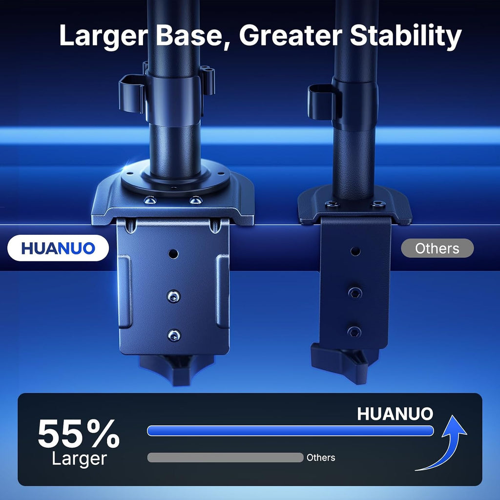 HUANUO Six Monitor Mount for 13–27 Inch Screens, Hex Monitor Stand with 33.8″ Taller Height Range, Fully Adjustable Heavy Duty Articulating Computer Stand, Holds up to 22 lbs, VESA 75x75/100x100mm -