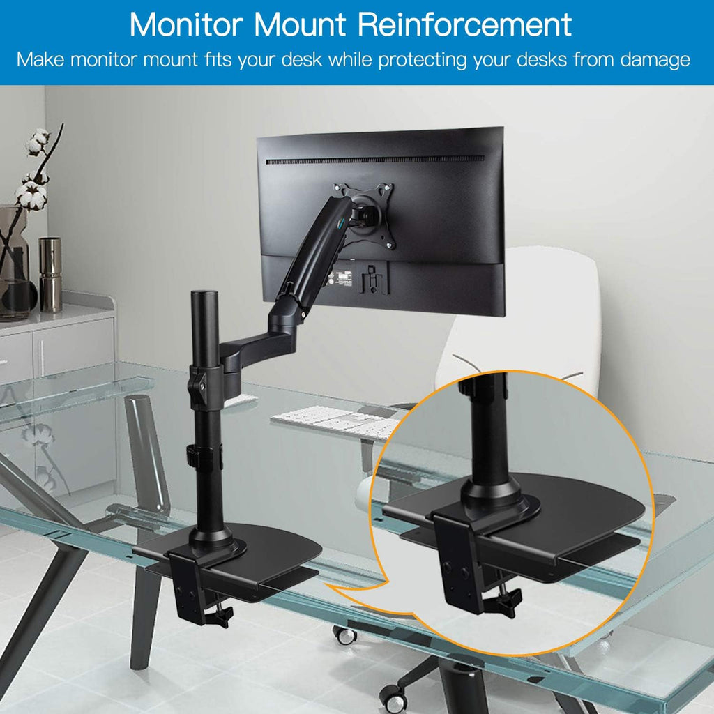 HUANUO Steel Monitor Mount Reinforcement Plate for Thin, Glass and Other Fragile Tabletop, Steel Bracket Plate Fits Most Monitor Stand C Clamp Installation -