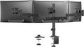 HUANUO Triple Monitor Mount for 13-27 Inch Screens | 55% Larger Base, Thicker Steel, Tilt, Swivel, Rotation, Holds up to 22 lbs, VESA 75x75/ 100x100mm, C-Clamp and Grommet Base -