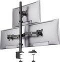 HUANUO Triple Monitor Mount for 13-32 Inch Monitors, Holds 22 lbs per Arm | Larger Base, 3-Screen Layout, VESA 75x75/100x100mm, Stacked Layout, Tilt Swivel Rotation, Cable Management, Saves Desk Space -