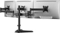 HUANUO Triple Monitor Stand for 13-27 Inch Screens, 3 Monitor Mount | Free Standing & Grommet Base, 40% Thicker Pole, Larger Base, Tilt, Swivel, Rotation, Holds up to 22 lbs, VESA 75x75/100x100mm -