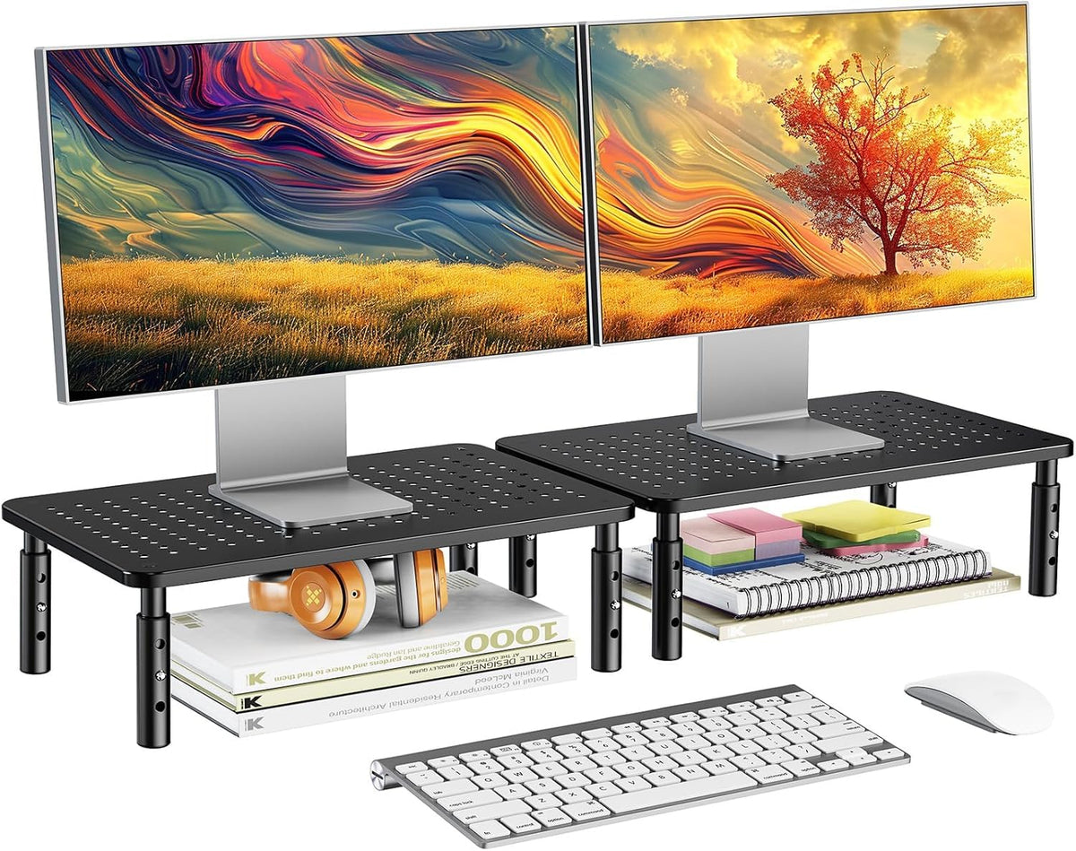 HUANUO Monitor Stand, 2 Pack, Monitor Riser, 2 Monitor Stand Height Adjustable, Computer Monitor Stand for 2 Monitors,Laptop Stand for Desk
