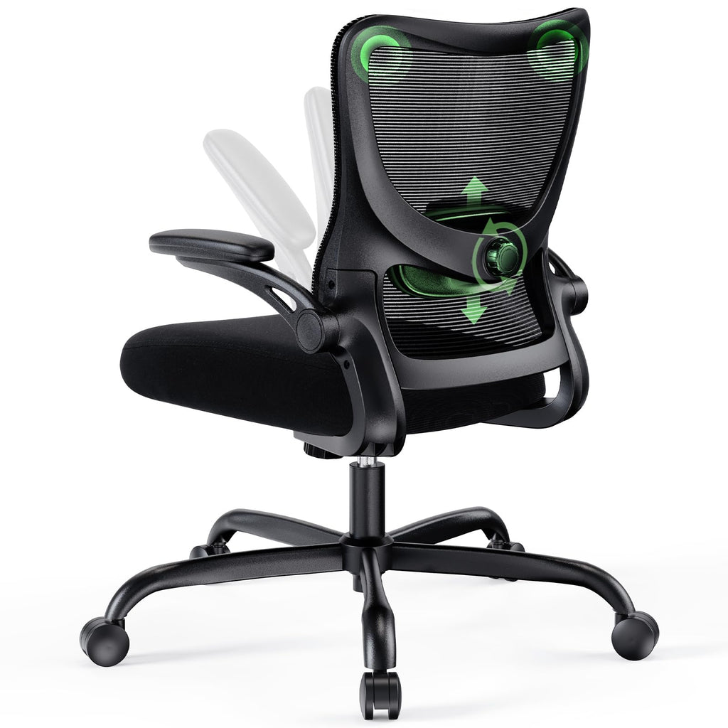 Marsail Ergonomic Mesh Office Chair High Back Desk Chair Adjustable Lumbar Support with Headrest Flip - Up Liftable Arms Swivel Computer Task Chair for Big and Tall People - 