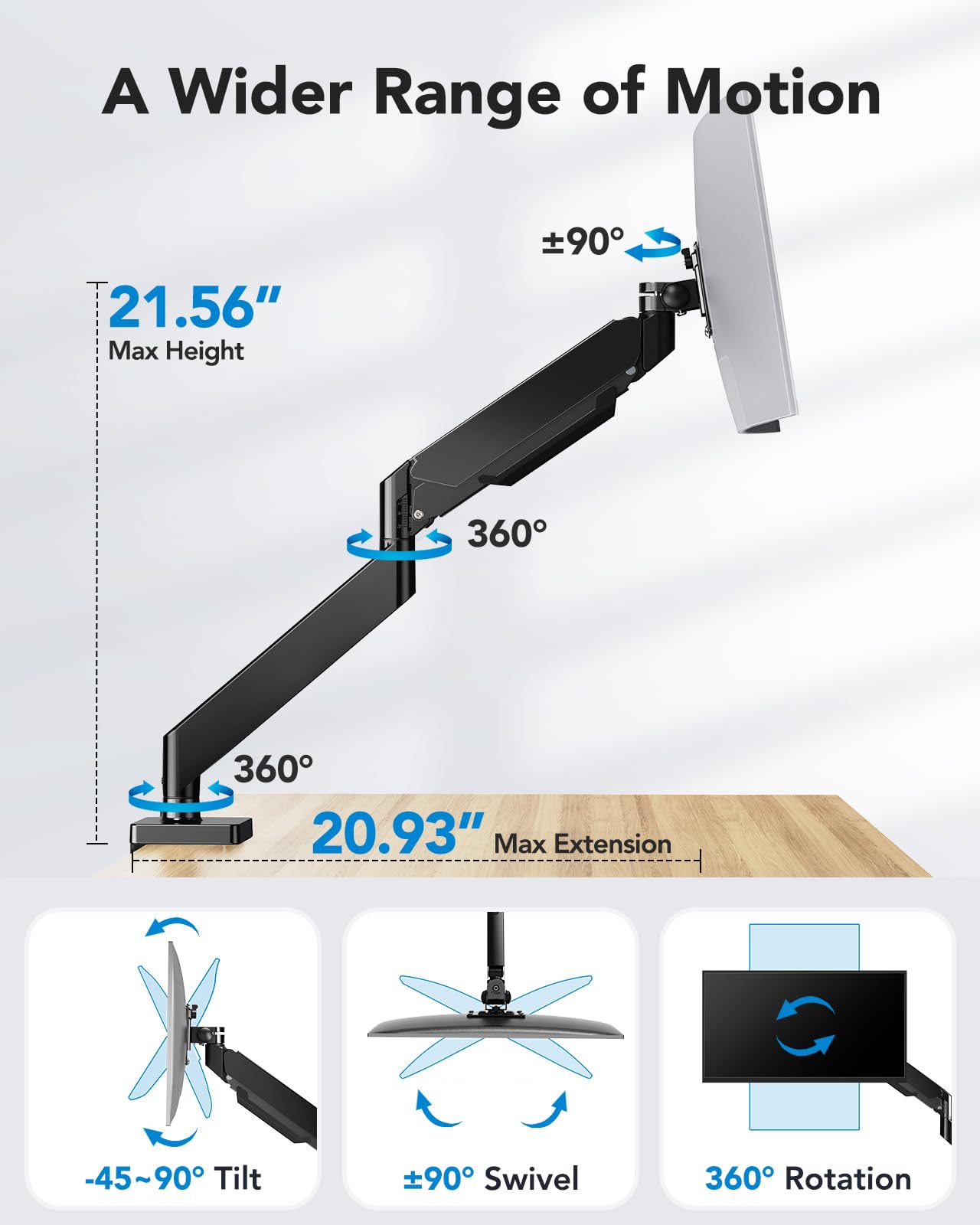 S17 Pro Monitor Mount for 13" - 43" Ultrawide Screens - 