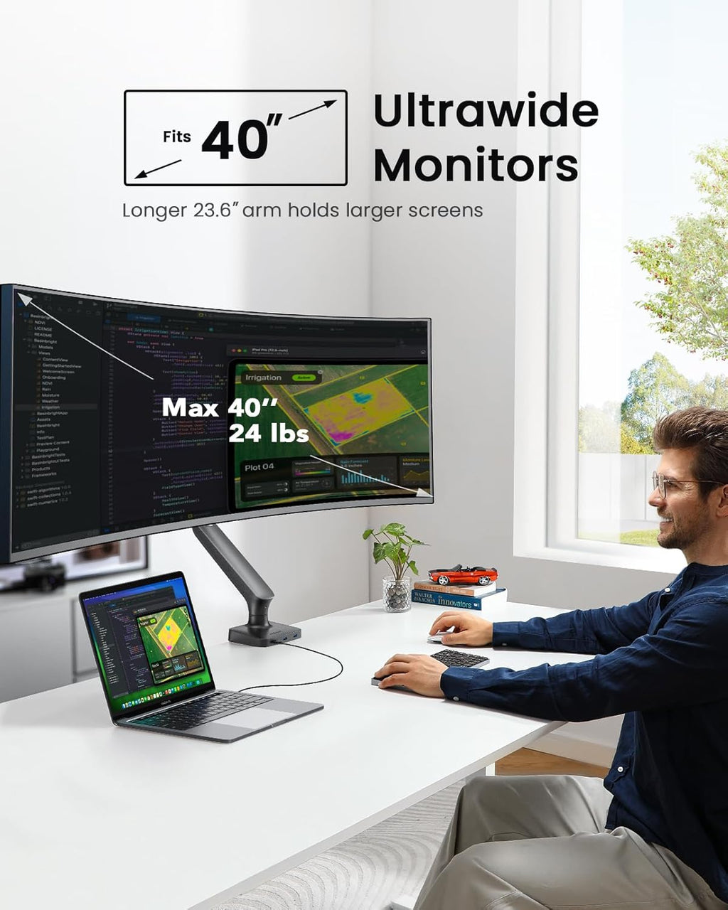 SM1 Single Monitor Mount for 13 - 40 Inch Screens up to 24 lbs - 